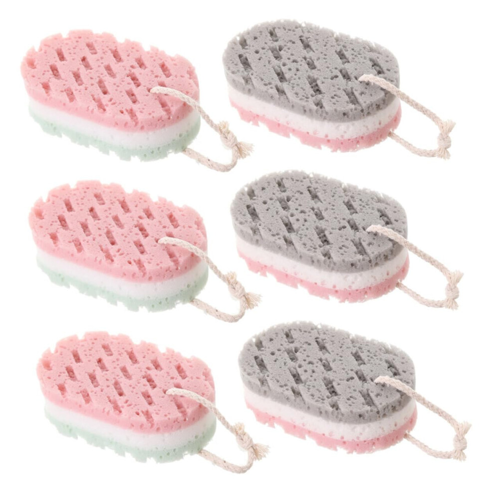 6pcs Exfoliating Body Scrubber Bath Sponge DualSided for Smooth Skin and Rich Foam