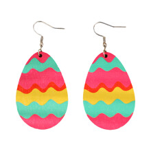 (23) Lightweight Wooden Easter Egg Hook Earrings