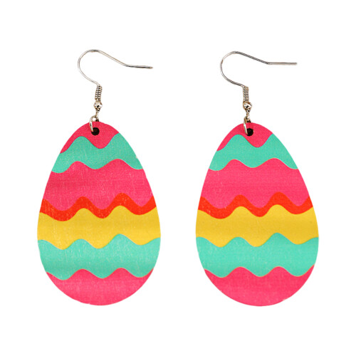 (23) Hypoallergenic Wooden Easter Egg Earrings
