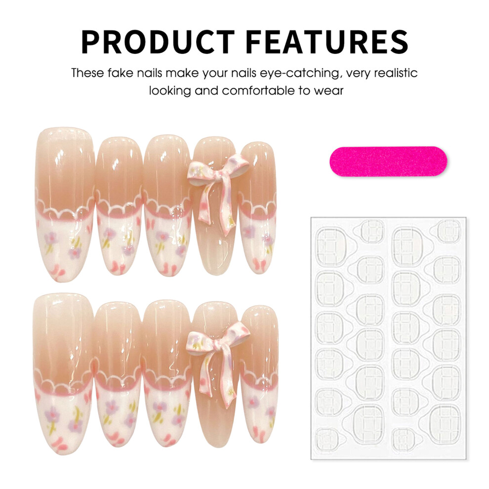 Creation-3C (Xs) 10Pcs French Tip Fake Nails Durable For Work Party