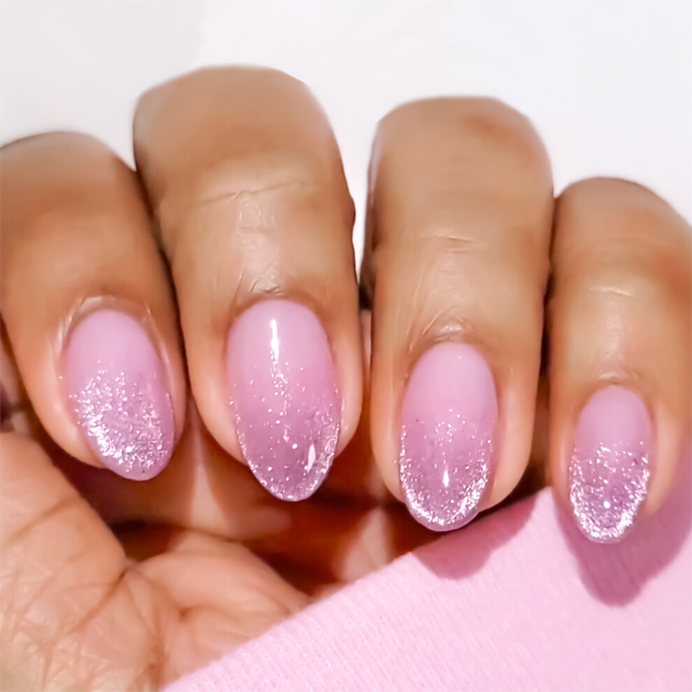 Creation-3C Glitter Tip Mauve False Nails - Reusable & Charming