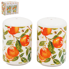 Ceramic Salt & Pepper Shaker Mill Orange & Lemon Jennifer Rose Table Accessory