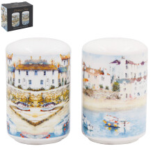 Ceramic Salt & Pepper Harbour Town Coastal Art Theme Tableware Kitchen Accessory