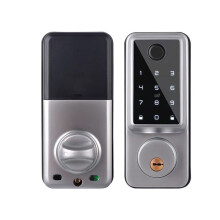 TTlock Auto Deadbolt Lock Remote Fingerprint Digital Code Electronic Deadbolt Lock with Door Sensor Silver