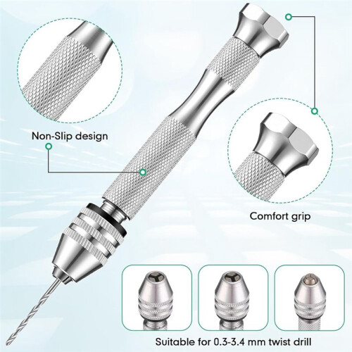 Carving 57-Piece Hand Drill Set, Micro Twist and PCB  Drill Bits for DIY Jewelry Silver 1