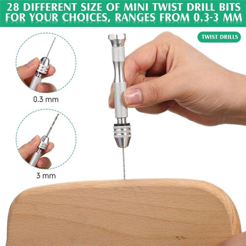 Carving 57-Piece Hand Drill Set, Micro Twist and PCB  Drill Bits for DIY Jewelry Silver 2
