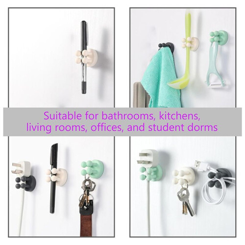 4Pcs Silicone Toothbrush Holders - Multi-Function Self Adhesive Wall Mounted Hooks for Hanging Ke B 2