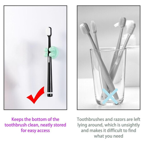 4Pcs Silicone Toothbrush Holders - Multi-Function Self Adhesive Wall Mounted Hooks for Hanging Ke B