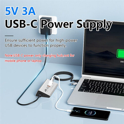 10Gbps USB 3.2 Docking Station USB Hub Type C Splitter with Card Reader Aluminum Alloy Multi   for PC Laptop