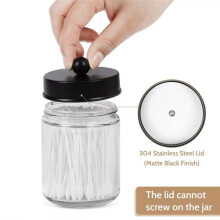 Contenitore per Cotton Fioc da 6 Pezzi per Riporre I Contenitori del Bagno, Organizer per Trucchi da Tavolo, Flaconi In Vetro Trasparente