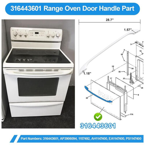 Poignée de Porte de Four de Rechange Compatible 316443601 avec Vis 1