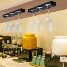 Wine Glass Holder, Wine Glass Rack 4 Pack, No Drilling Wine Glass Holder Under Cabinet, Hanging Stemware Rack Organizer