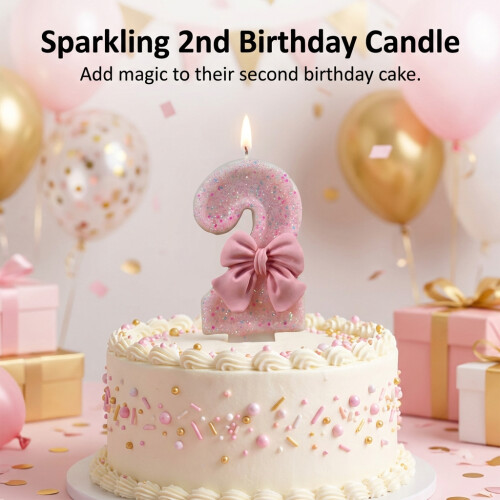 Pink Bowknot Number Birthday Candles