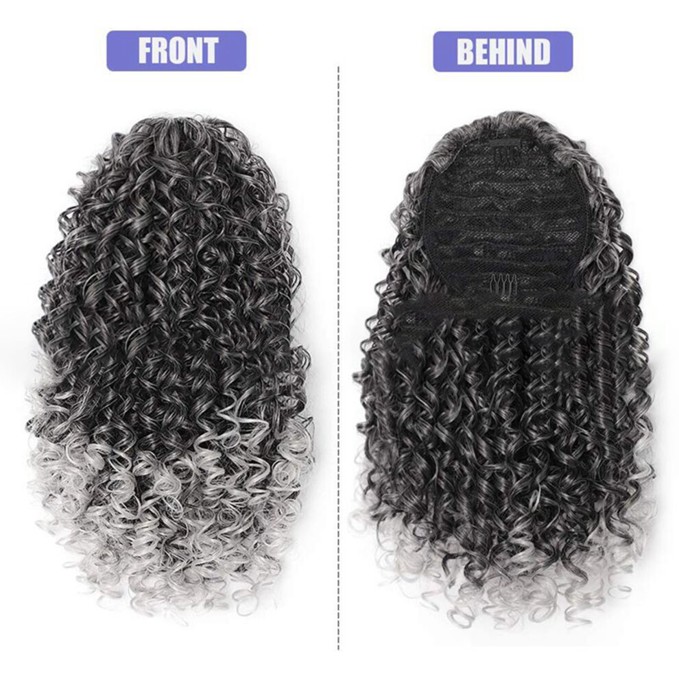 Creation-3C (T1b/Gray) Heat Resistant Wavy Ponytail Wig For Women