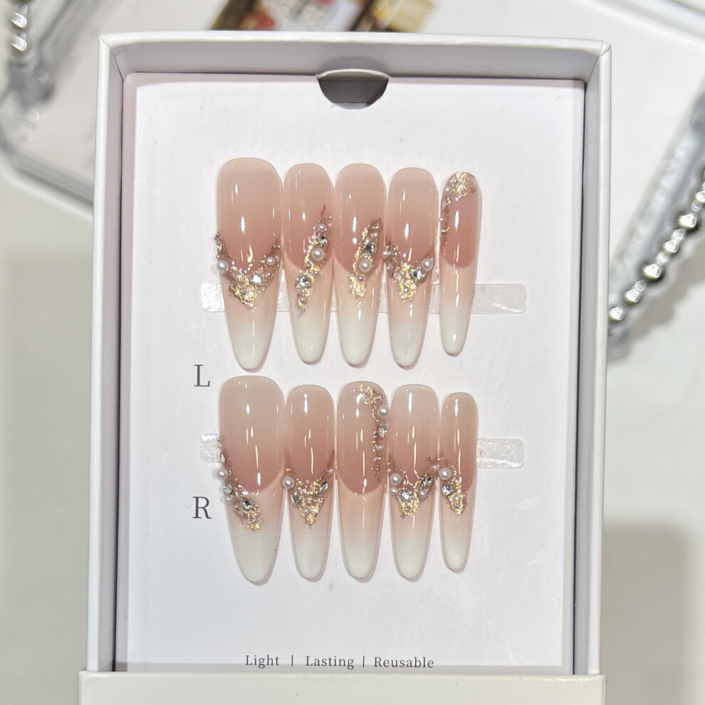 Reach-Tools (1222 Soft Haidang Fine Dog, Xs) 10Pcs French Blush Press On Nails, Natural Look