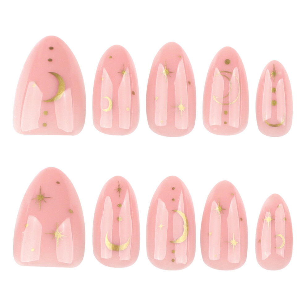 Phui-Pet-Supplies 24Pcs Pink Almond Press On Nails - Durable & Comfortable