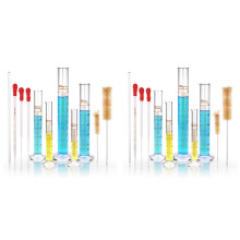 Zestaw CylindróW Pomiarowych z PodziałKą Szklaną, Zestaw CylindróW Borokrzemianowych Premium z 6 Pipetami + 4 Szczotki + 2 PręT MieszająCy