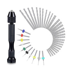 Carving 57-Piece Hand Drill Set, Micro Twist and PCB Drill Bits for DIY Jewelry Black