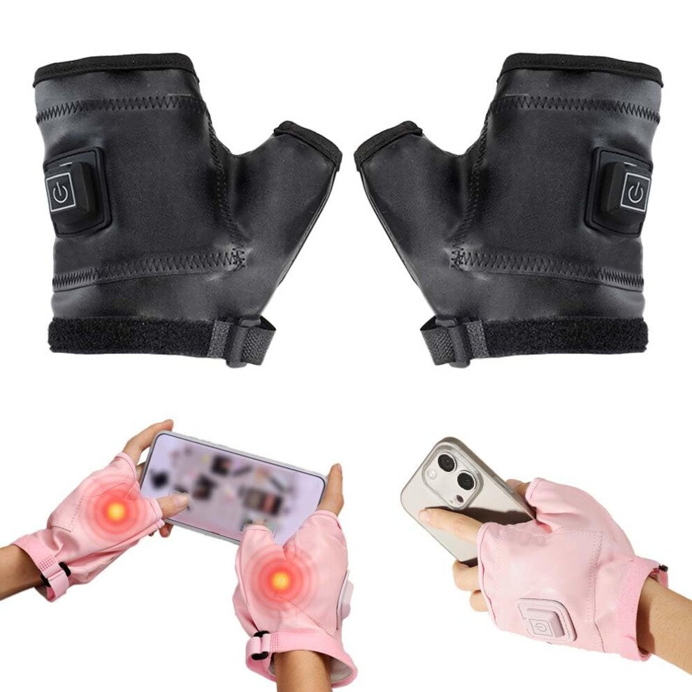 Rechargeable Fingerless Heated Gloves For Typing, Smart Thermostatic Winter Gloves For Work Cycling S Black 9771547028390
