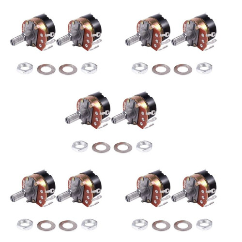 10Pcs 500K Ohm Single Linear Taper Potentiometers with /Off