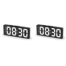 2X RéVeil NuméRique (Alimenté par Batterie) ou Horloge de Table AlimentéE par USB Mode Nuit Snooze 12/24H Horloges LED ÉLectroniques Noir