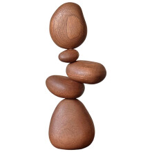 Solid Wood Stone Shape Fun Art Ornaments Nordic Style Puzzle Decompression Home Wall Decoration Accessories