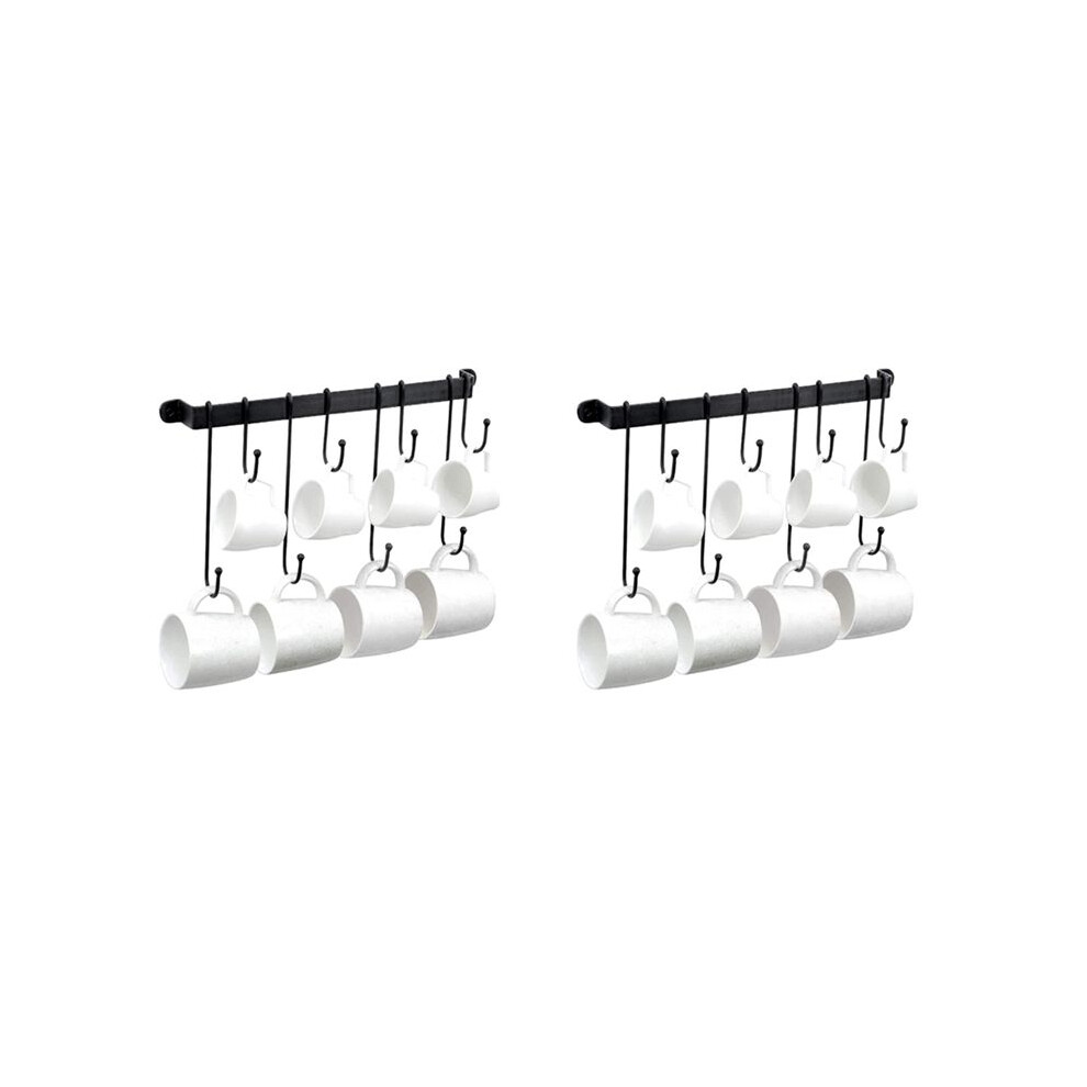Typecat Coffee Mug Holder For Wall: 17-Inch Black Coffee Bar Cup Hanger Hooks - Hanging Coffee Cup Rack Storage Organizer 4Pcs