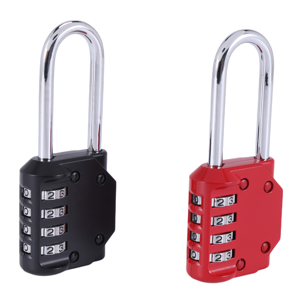 2 Pack Code Padlocks, 4 Digit Long Shackle Resettable Pad Lock For Outdoor Gate, Shed, Fence, Hasp Storage, Gym Locker 4713584450685
