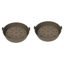 2X Luchtfriteuse, 10 Inch Herbruikbare Siliconen Luchtfriteusepan, Ontwerp met Antiaanbaklaag Oliefilter, 22 cm voor Luchtfriteuse Bruin