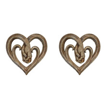 2X Coeur en Bois Tenant la Main DéCoration Murale Sculpture Mur Art PoignéE de Main Pendentif Artisanat Statue pour la Maison Bureau DéCorations