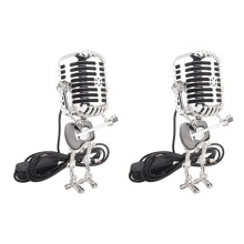 2X Retro Style Vintage Microphone Robot Desk Lamp, Vintage Microphone Robot Touch Dimmer Lamp Table Lamp Black