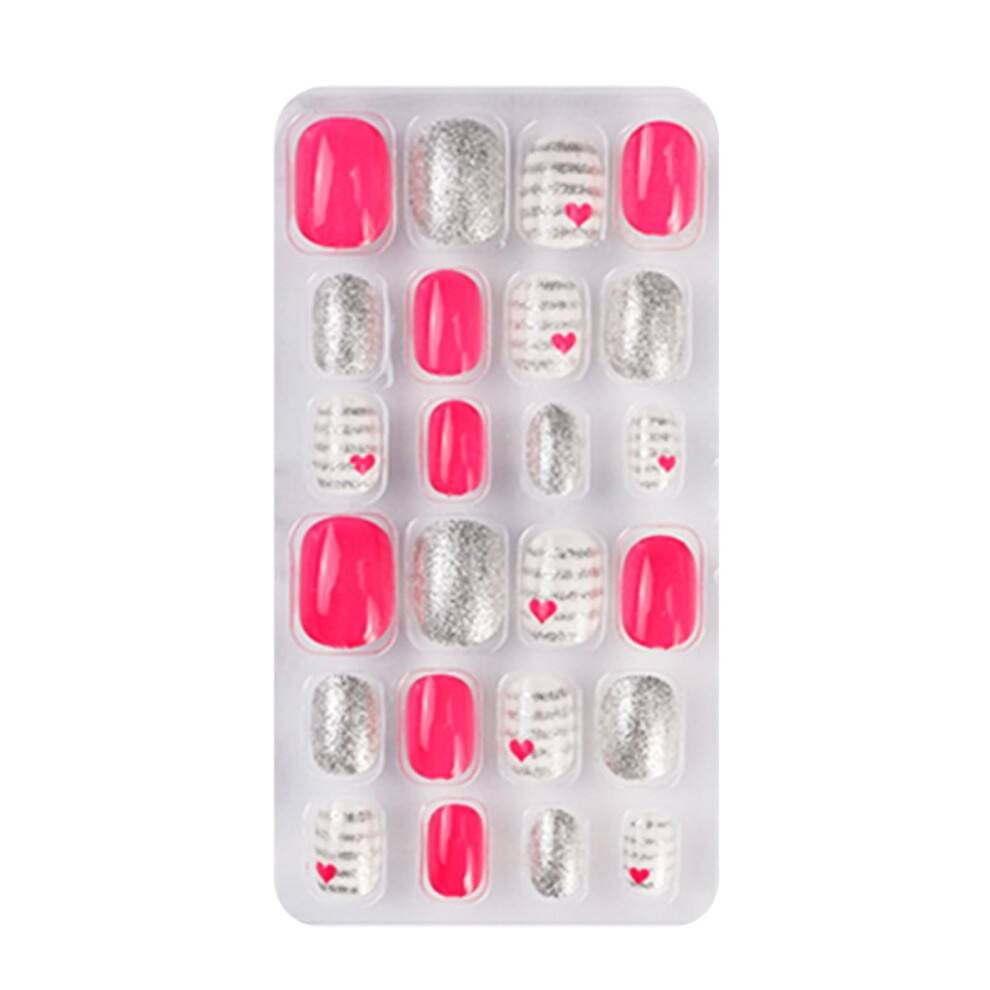 Short Square Press On Nails for Kids and Adults with Adhesive, Colorful Fake Nails Set