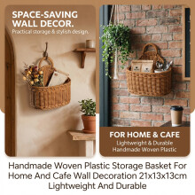 Durable Woven Plastic Basket - Home & Cafe Decor