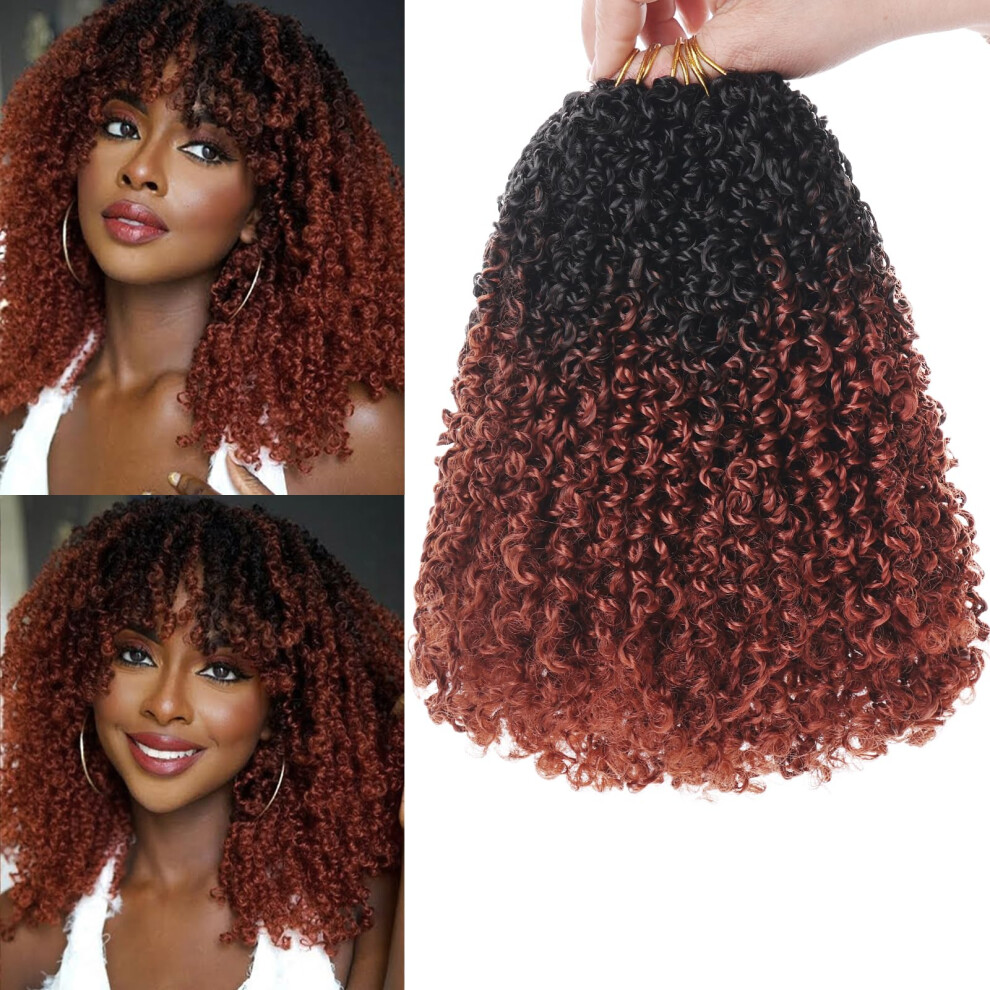 Unisex 10 Inch Prelooped Senegalese Twist Crochet Hair Ombre Ginger Curly Ends 1B/350 Synthetic Braids