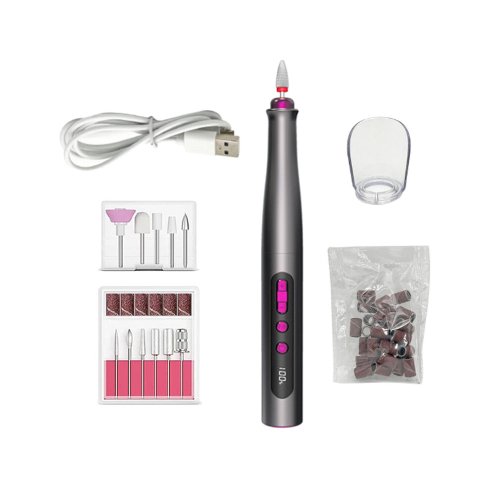 Electric Nail Drill 20000 RPM USB with Digital Display for Acrylic Gel Nails and 11 Bit Set