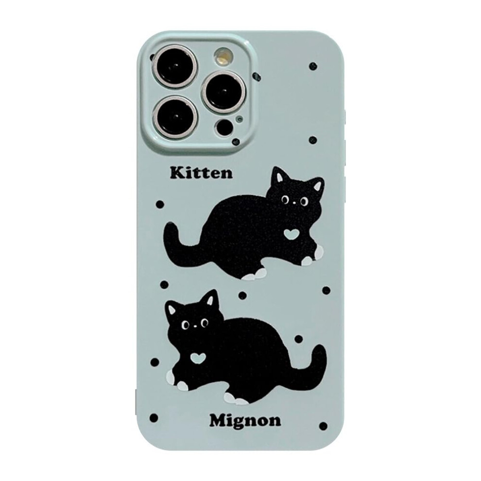Cute Cartoon Cat Case For Iphone 13 Pro, Slim Shockproof Cover With Precise Camera Cutouts Blue 9092120097429