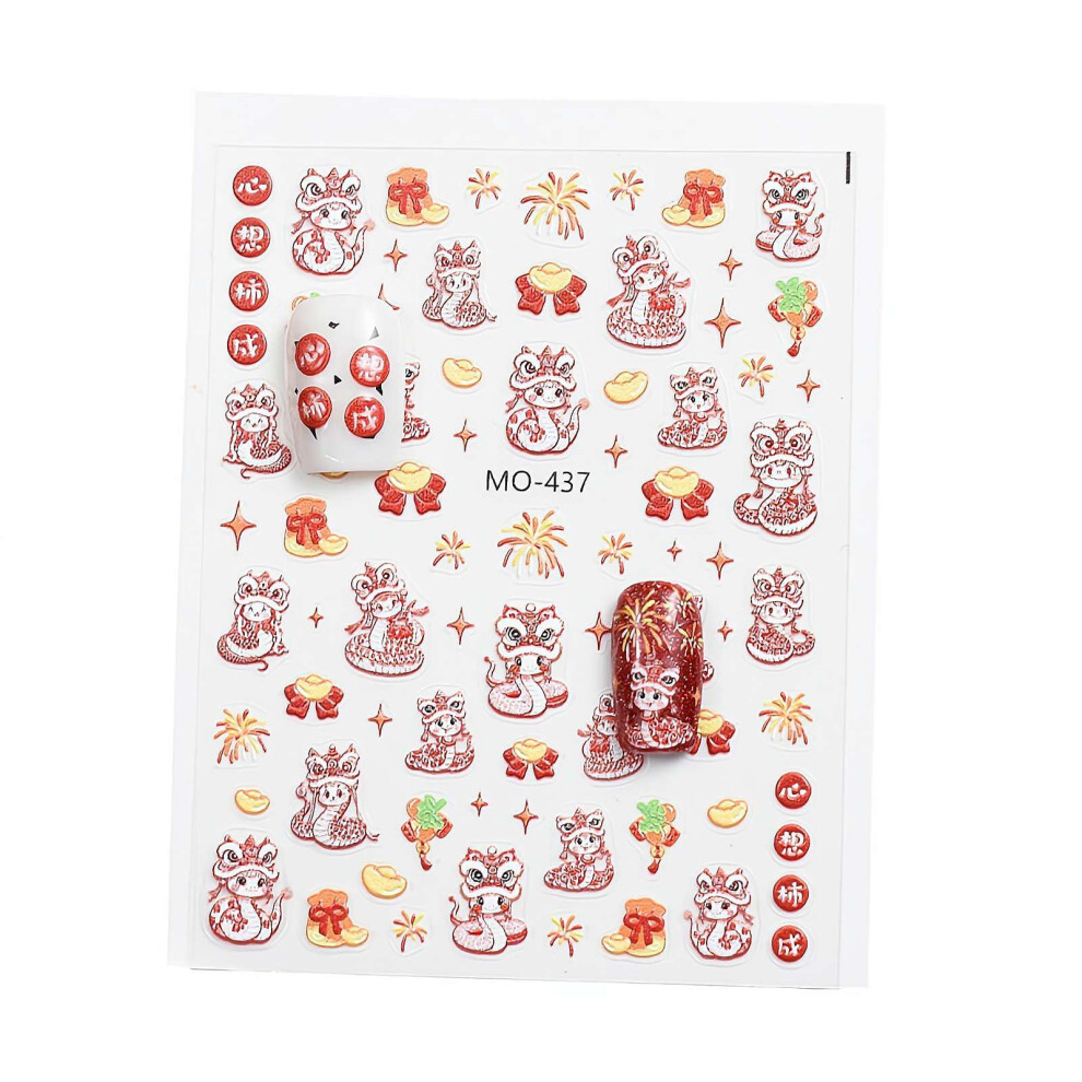 Snake Nail Art Stickers Embossed Design for Chinese  Year 2025 Festival Women MO437