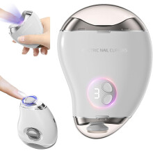 2 in 1 Electric Nail Clipper and Trimmer with Polishing, 3 Speed Levels for Thick Nails, White