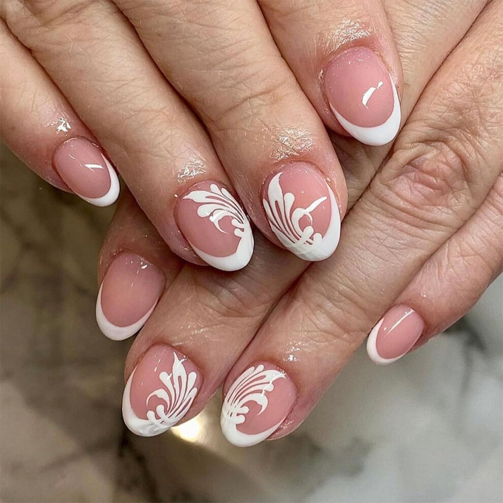 Almond Press On Nails Set with Glue, Reusable Salon Quality Uniform Shape for Home Manicure