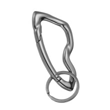Y2K Metal Keychain Dark Gray Zinc Alloy Charm with Automatic Close Lock for Bags and Wallets
