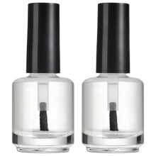 2 Pcs 15ml Empty Glass Nail Polish Bottles with Brush Cap, LeakProof Refillable Travel Set