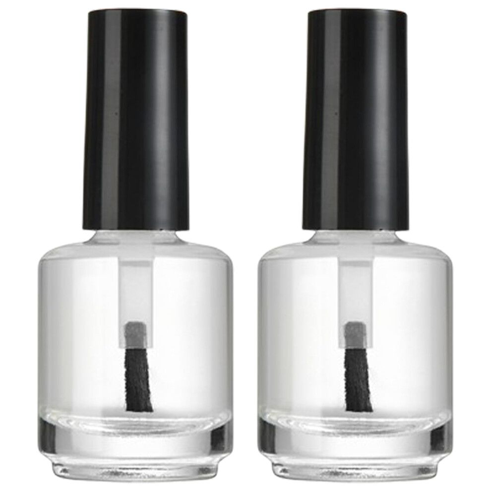 2 Pcs 15ml Empty Glass Nail Polish Bottles with Brush Cap, LeakProof Refillable Travel Set