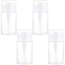 4 Pcs 120ml Nail Polish Remover Pump Bottle Refillable Push Down Dispenser for Acetone and Makeup