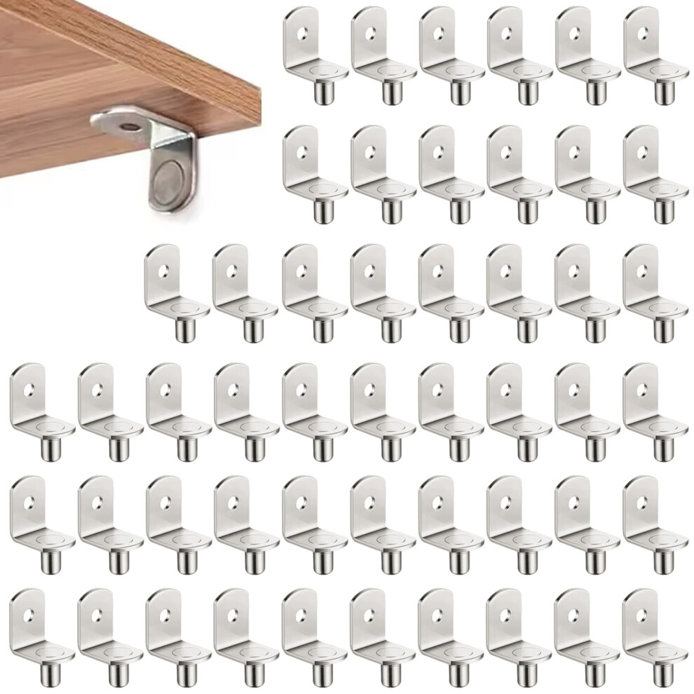 50 Pack 5Mm L Shape Metal Shelf Pins Nickel Plated Cabinet Shelf Support Pegs For Bookcase Kitchen 9169991473321