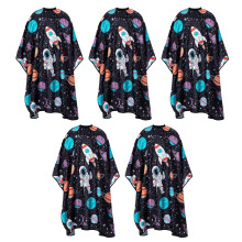 Kids Hair Cutting Cape Waterproof Full Coverage Adjustable Neck Astronaut Print 5 Pack