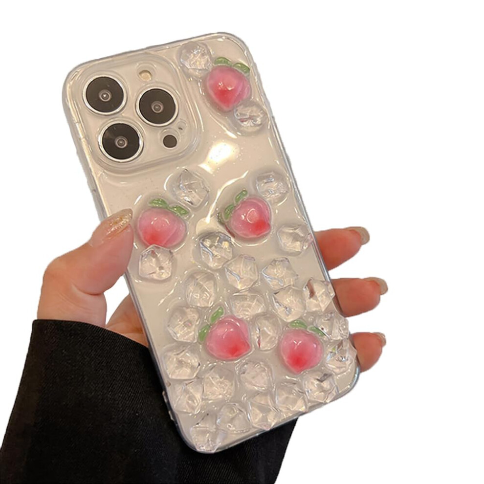 Cute Bling Glitter Clear Phone Case For Iphone 11 Pro, Slim Protective ScratchâResistant Cover Peach 9073542612292