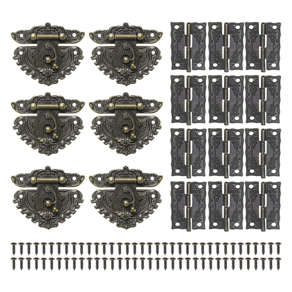Cabinet Hinges And Jewelry Box Latch Set 6ÂPack, Bronze Mini Hinges With Screws, Durable Smooth Rotation 9169991475677