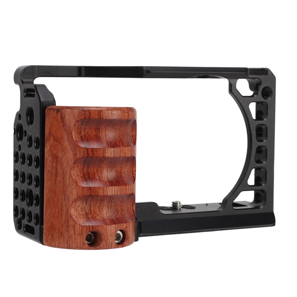 Aluminum Camera Cage With Wooden Handle For Sony A6400 A6300 A6100 A6000 8491389739483