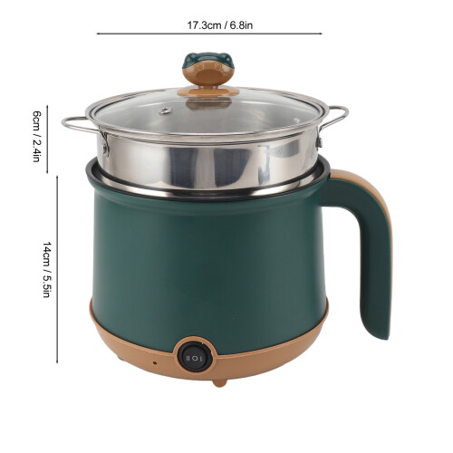 Electric Hot Pot 1.8L 600W Green, Multi-Function Cooker with Steam 1