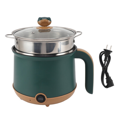 Electric Hot Pot 1.8L 600W Green, Multi-Function Cooker with Steam 2